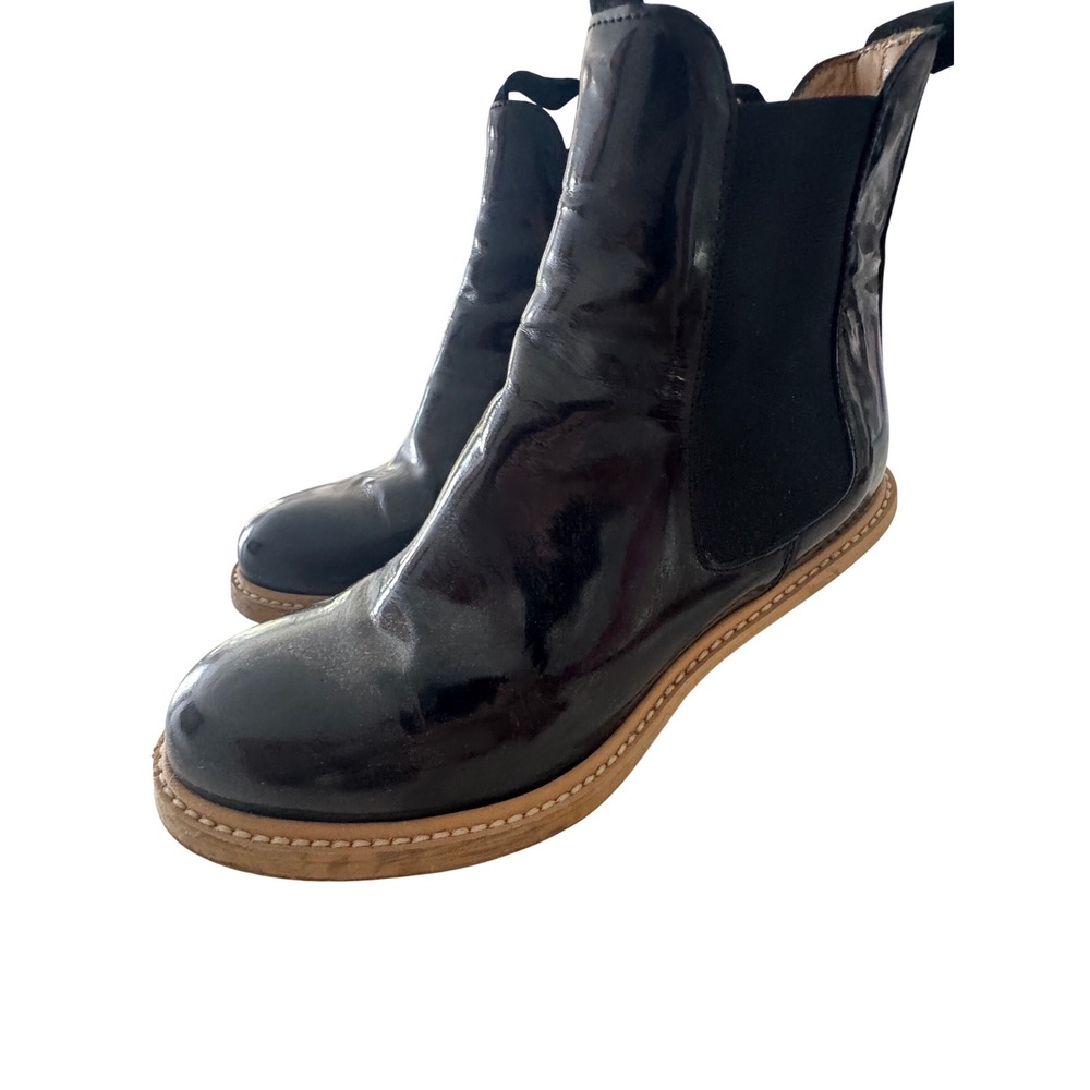 MM6 Maison Margiela‎ Black Patent Leather Chelsea Boots Clear Glitter Heel 37